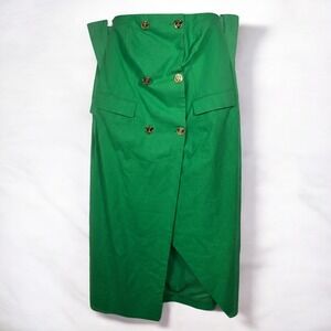 Antropologie Mare Mare Dress Anchor Button Detail Green‎ Womens 1X Linen Blend